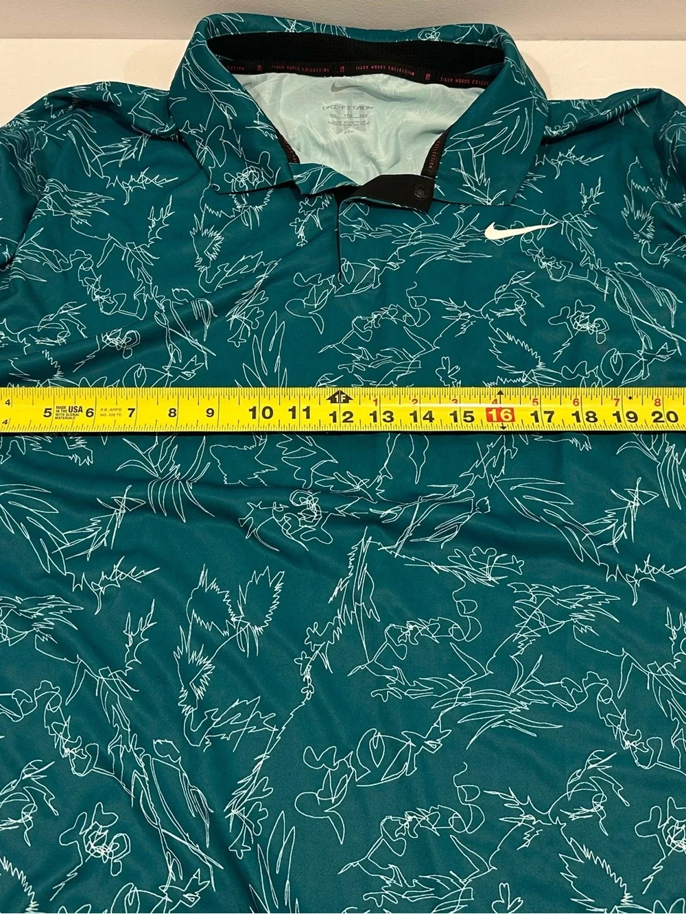 Nike Tiger Woods Dri-FIT ADV Golf Polo Shirt Teal Sketch Line Art Men's XXL